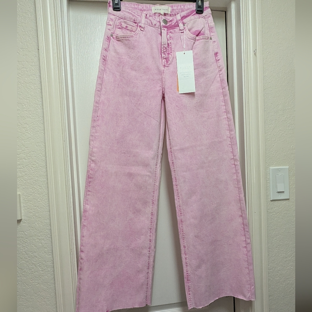 Risen Jeans Pink Flare Wide-Leg Jeans NWT